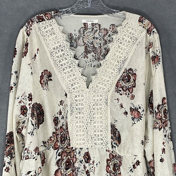 Maurices Top Women Sz‎ 2X V-Neck Floral Lace Patchwork Peasant Boho - Picture 4 of 16